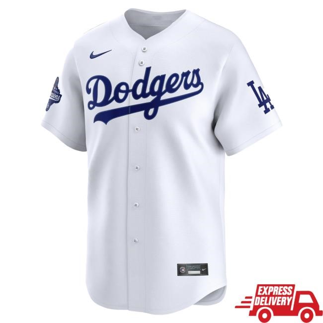 Official Men's Los Angeles Dodgers Nike White Home 2025 World Series Champions Limited Jersey Shirt Mlb Shop