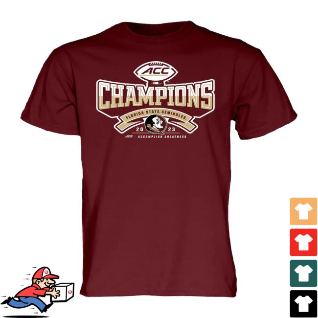 Official Tournament Of Roses Blue 84 Garnet Florida State Seminoles 2023 Acc Football Conference Champions Locker Room T-Shirt