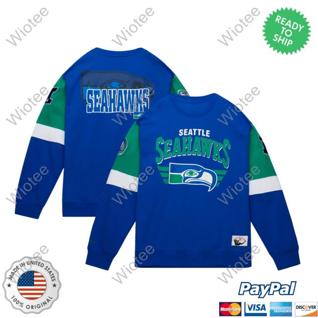 Mitchell & Ness Royal Seattle Seahawks Gridiron Classics All Over Print 3.0 Hoodies