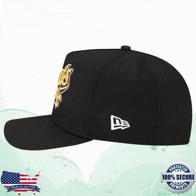 Official Born X Raised + Saints Pro Script A-Frame Snapback Cap: Black NFL 2025 Kickoff
