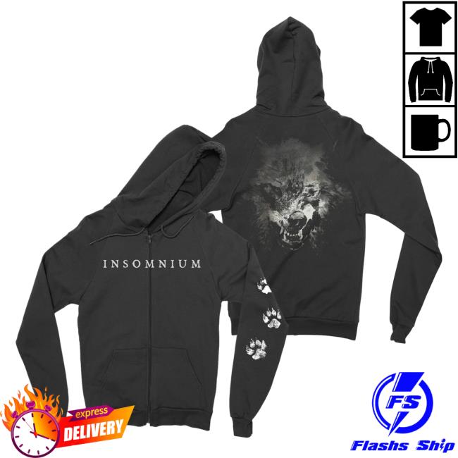 Official Night Shift Store Shop Insomnium - Wolf Zip Up Pullover Hoodie Nightshift Merch
