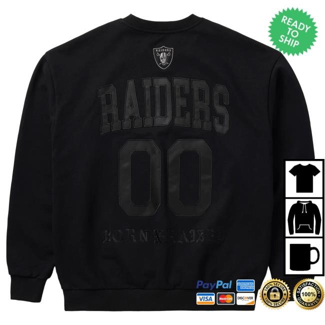 Official Born X Raised Merch Store Born X Raised + Raiders Tonal Collegiate Popover Sweatshirt: Black BornxRaised Official Born X Raised Merch Store Born X Raised + Raiders Tonal Collegiate Sweatshirt: Black BornxRaised