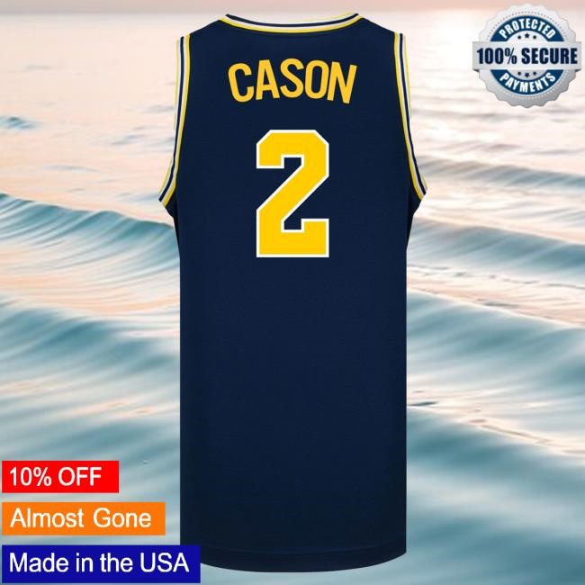 Michigan Wolverines #2 L.J Cason Student Athlete Blue Basketball Jersey Tee | The M Den Official Merch Store Shop