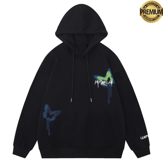 Lemandik Graphic Sweatshirts Black Colorful Butterfly