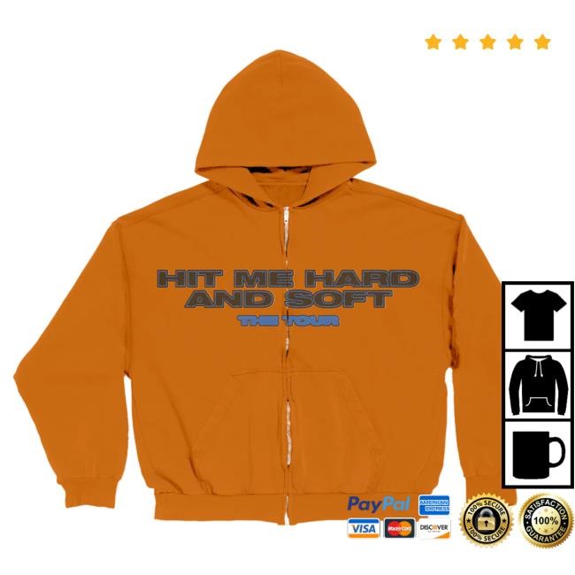 Warm HIT ME HARD AND SOFT THE TOUR Orange Dateback Zip Hoodie Layer