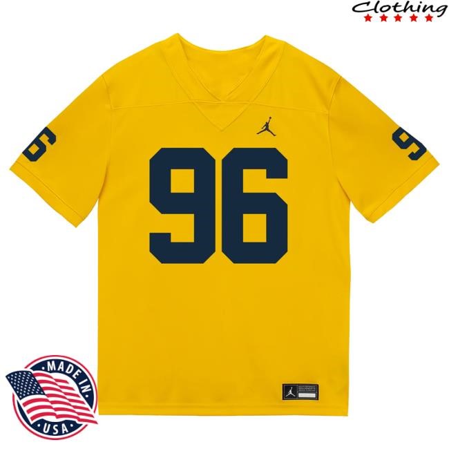 Official The M Den Michigan Wolverines #96 Dominic Zvada Student Athlete Maize Football Jersey Tee
