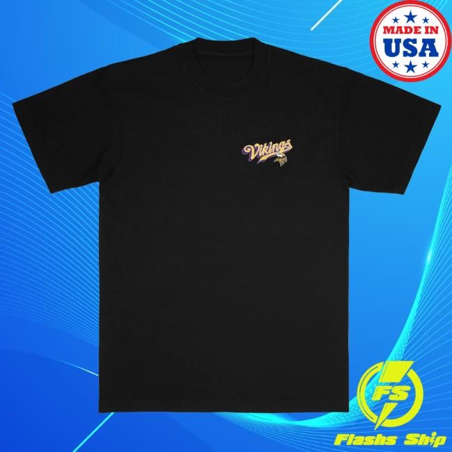 Official Born X Raised + Vikings Pro Script Tshirt: Black NFL 2025 Kickoff