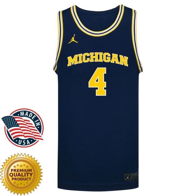 Michigan Wolverines #4 Nimari Burnett Student Athlete Blue Basketball Jersey T Shirt | The M Den Official Merch Store Shop