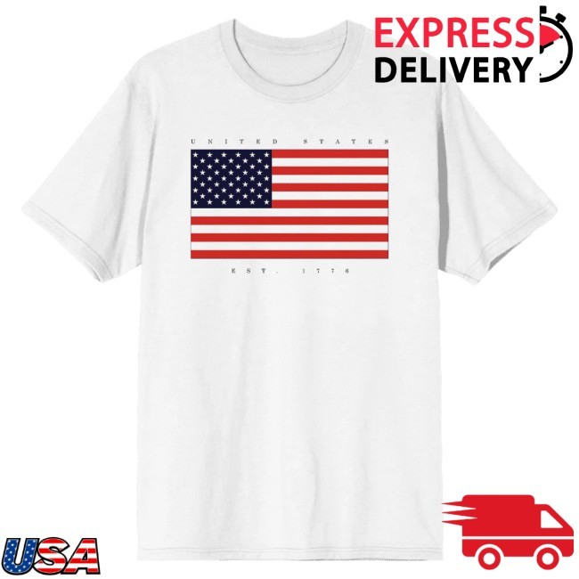 Americana United States Est 1776 White Crew Neck Tee Shirt