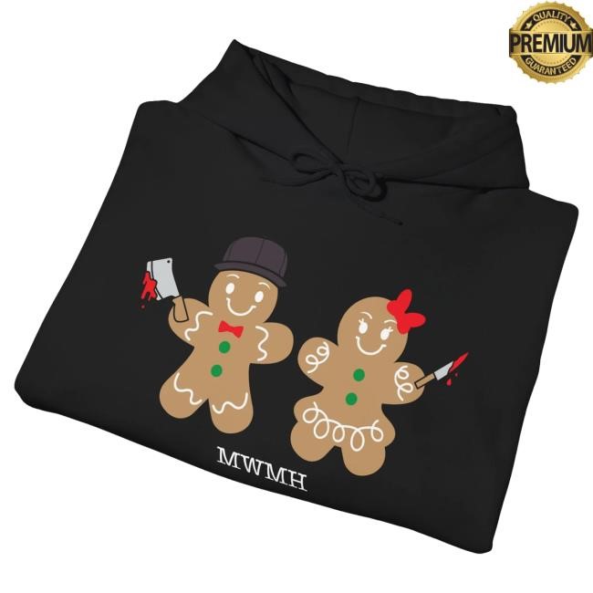 Official Murder with my Husband Gingerbread Couple Popover Hoodie MWMH Postcat Official Murder with my Husband Gingerbread Couple Hoodie MWMH Postcat