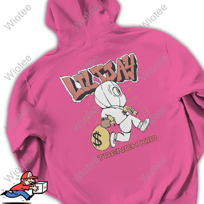 Lil Tjay Cartoon Trench Kid White Tee Lil Tjay Merch Cartoon Trench Kid White Crewneck Sweatshirt