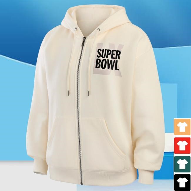 Official NFL Super Bowl LX WEAR Beige Full-Zip Hoodie Style
