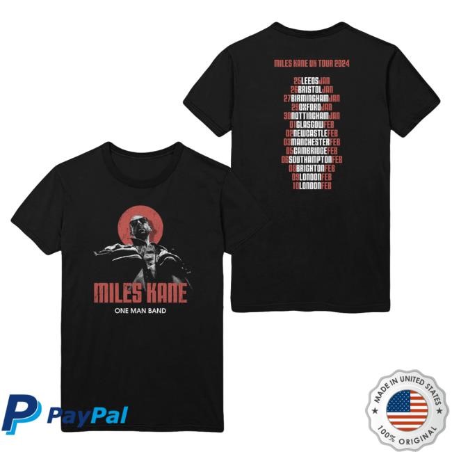 Official Miles Kane Merch One Man Band Tour S/s Shirt Miles Kane