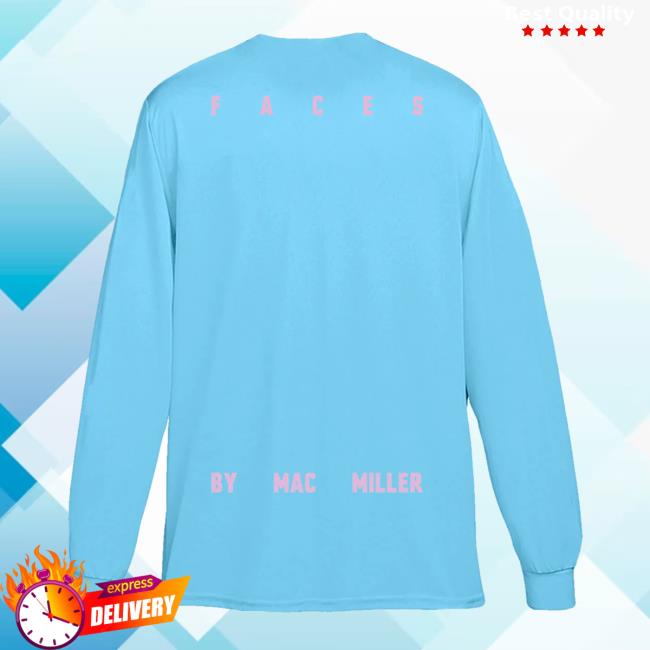 Mac Miller Faces Blue Longsleeve Official Mac Miller Faces Blue Long Sleeve T-Shirt