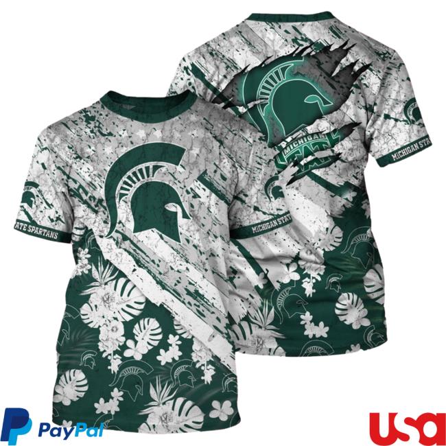 Official Banantees Michigan State Spartans Tropical Flower Style And Flag All Over Printed 3D Shirt