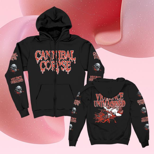 Official Cannibal Corpse Merch Store Violence Unimagined Sketch Zip Up Crew neck Black CannibalCorpse