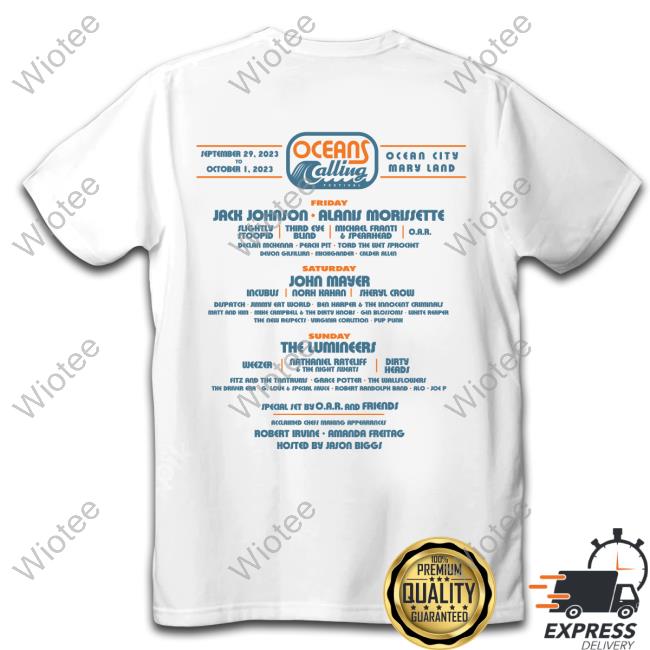 Official Oceans Calling Festival Rainbow Lineup Tee Official Oceans Calling Festival Merch Rainbow Lineup T-Shirt