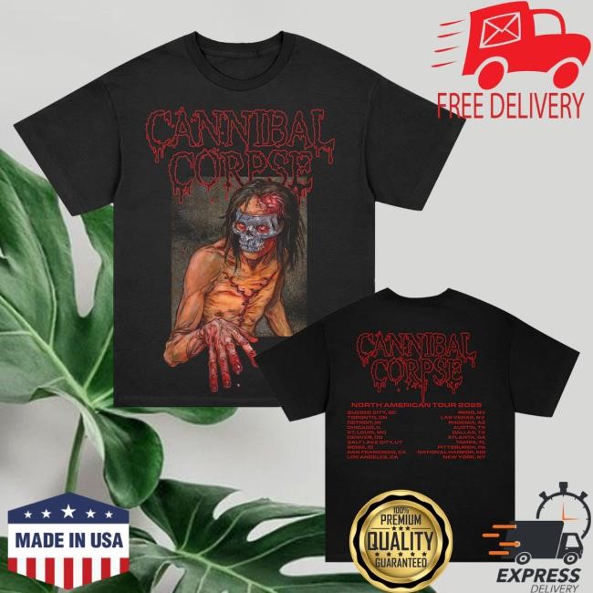 Official Cannibal Corpse Merch Cannibal Corpse Head Wound 2025 Tour Top Shirt (Black)