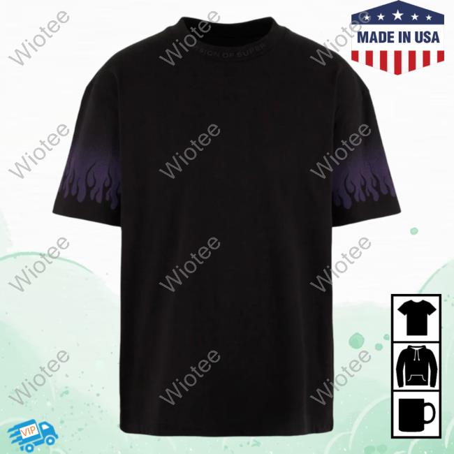 Official Vision Of Super Purple Negative Flames Black T-Shirts