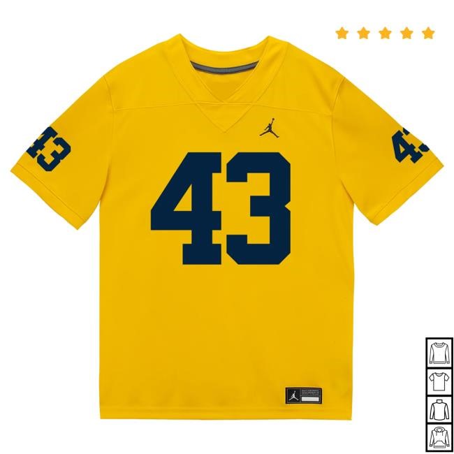 The M Den Michigan Wolverines #43 Zach Ludwig Student Athlete Maize Football Jersey T Shirt