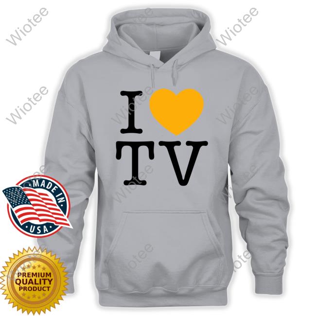 Official Hivemind Merch I Love Tv Grey Hooded Sweatshirt Hivemindtv