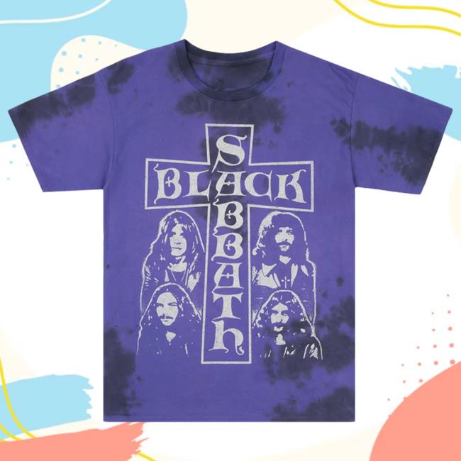 Black Sabbath Merch Shop Purple Tie Dye Cross Tee