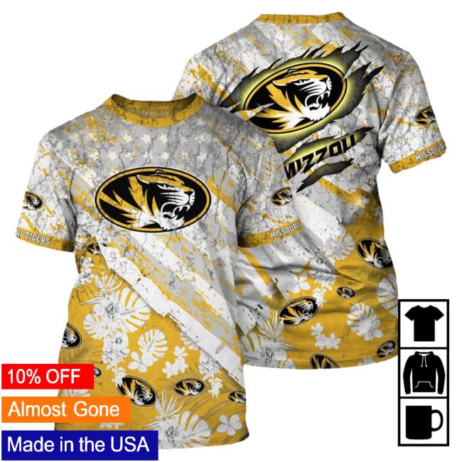 Official Banantees Missouri Tigers Tropical Flower Style And Flag All Over Printed 3D Shirt