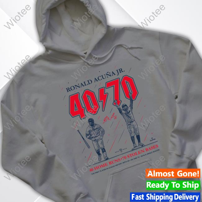 Official Rotowear Ronald Acuña Jr 40 70 40 Home Runs 70 Stolen Bases Shirt
