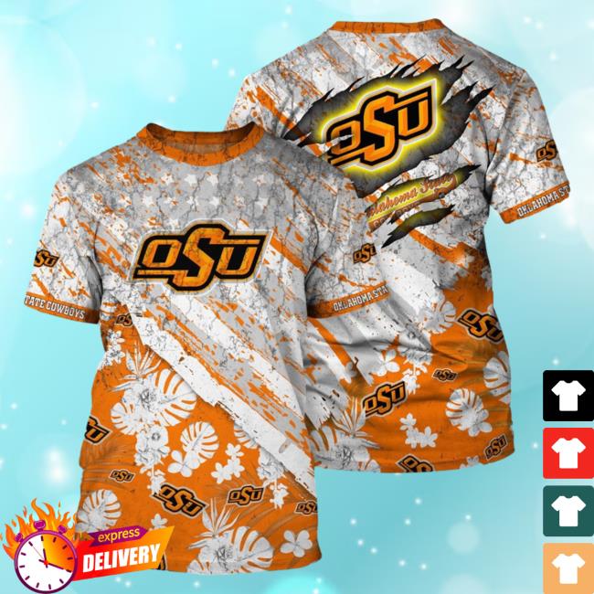 Banantees Oklahoma State Cowboys Tropical Flower Style And Flag All Over Printed 3D Shirt