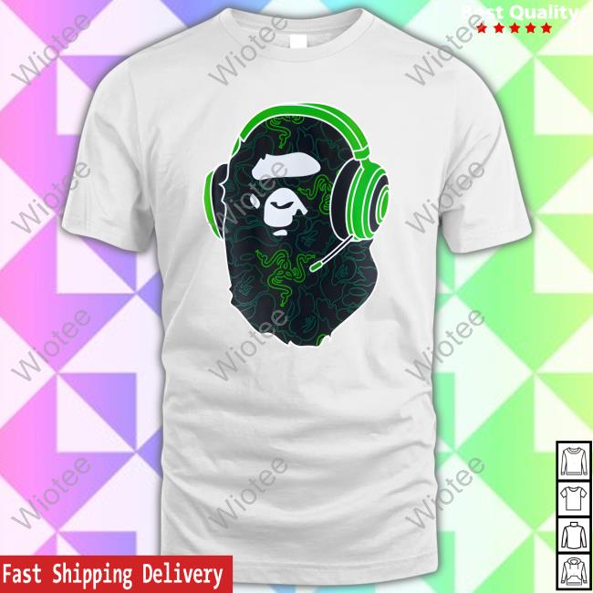 Official Bape X Razer Neon Camo Ape Head Tee Shirt