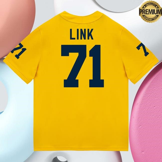 The M Den Michigan Wolverines #71 Evan Link Student Athlete Maize Football Jersey Tshirt