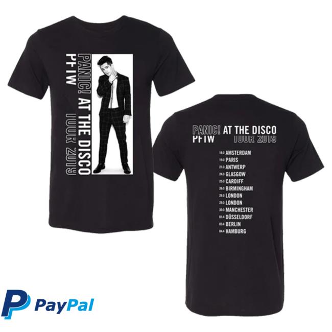 Official Panic! at the Disco Merch Store Panic! At The Disco White Block Photo Tour T-Shirt