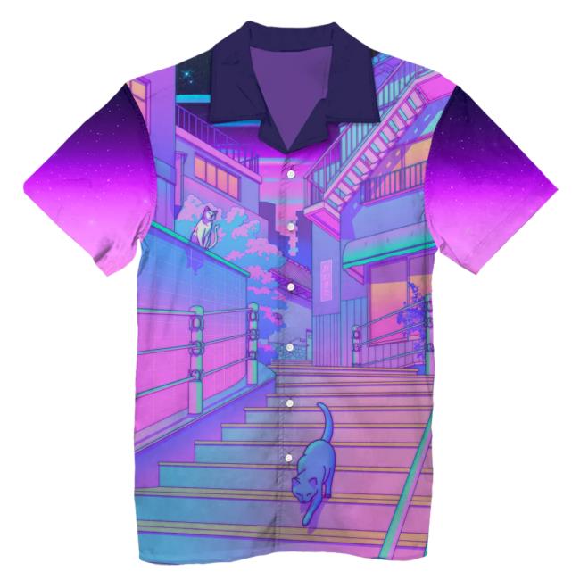 Official Vapor95 Clothing Store Vapor 95 Kitty Town Hawaiian Hot Shirt