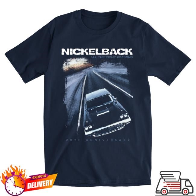 Official Nickelback Merch Nickelback ATRR 20th Anniversary Cover Navy New Shirt