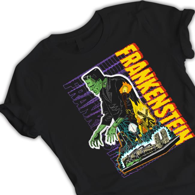 Official Frankenstein Retro Monster Long Sleeve T Shirt Frankenstein Retro Monster Tee Shirt