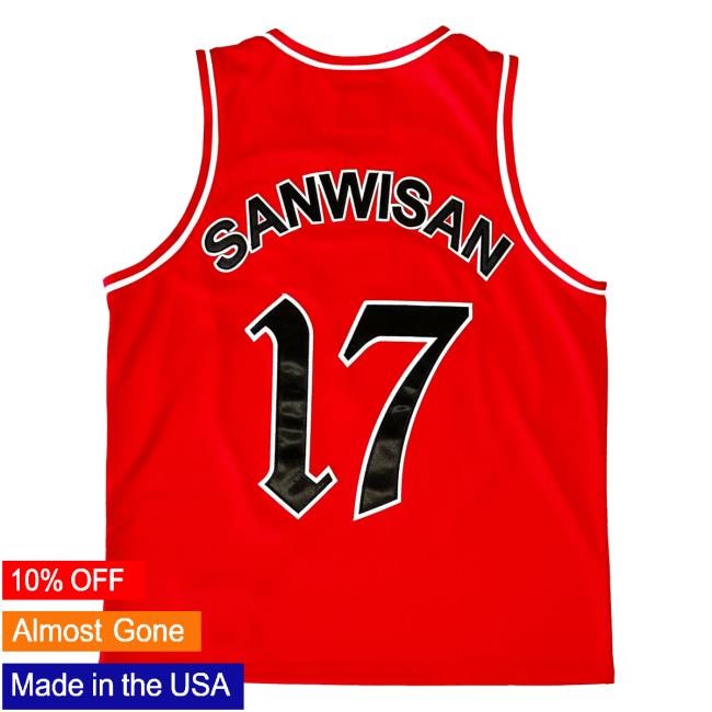 Official Chapter 17 Records Merch Ouija Macc SANWISAN - Basketball Jersey - Red T Shirt