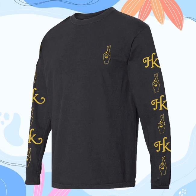Official Hayley Kiyoko Merch Store Hk Fingers Crossed Black Long Sleeve Top Shirt Dark Gray HayleyKiyoko