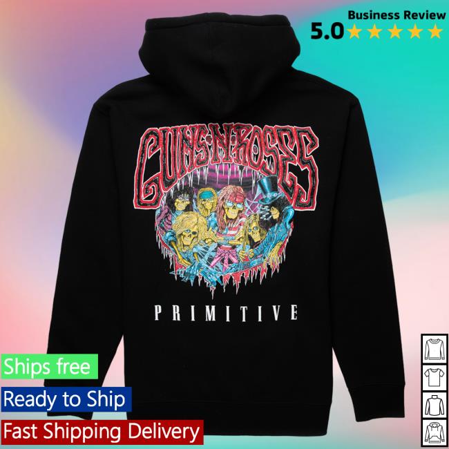 Official Tillys Merch Store Shop Primitive X Guns N' Roses Bones Mens Zip-Up Crew neck Sweatshirt Tillys Apparel Clothing