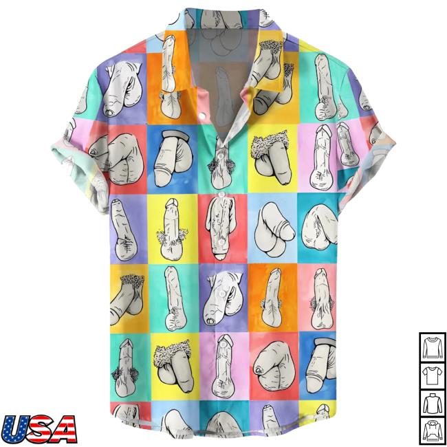 Colorblock Cocks Men's Hawaiian Shirts