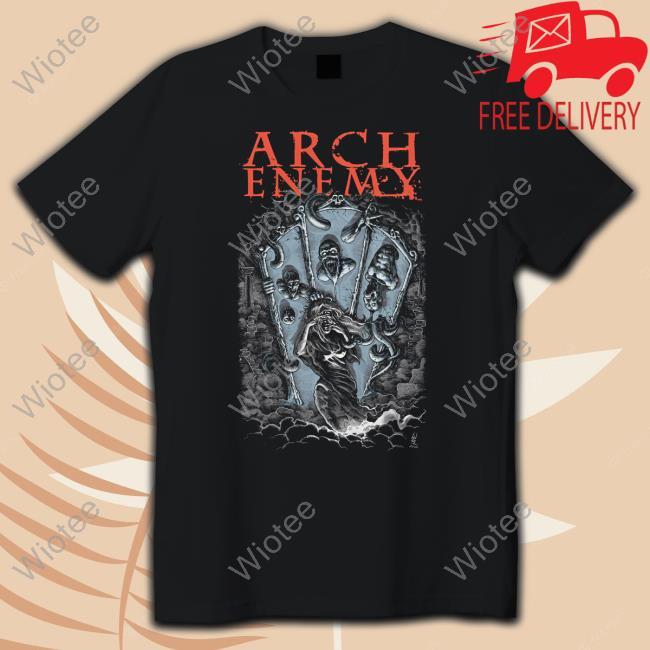 Rebellion Republic Merch Arch Enemy Mirrors Red Hooded Sweatshirt Arch Enemy Mirrors Red Tee