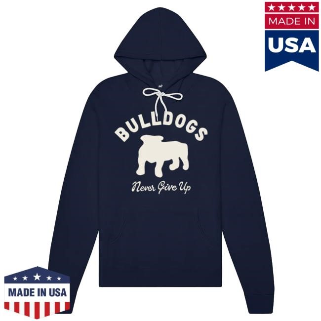 Navy Bulldogs Never Give Up Graphic Hoodie from Duke & Winston Heritage Vibe