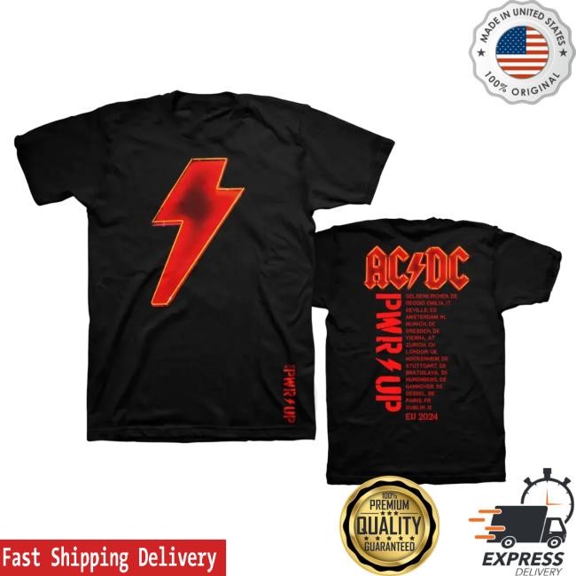 Official Ac Dc Merch Store Ac/Dc Acdc Pwr Up Tour Eu 2024 Black New Shirt Ac Dc Shop Acdc Clothing