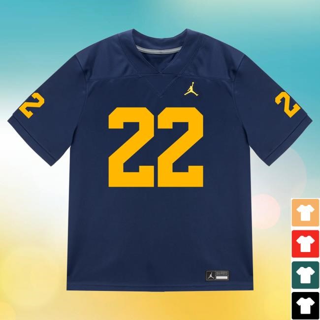The M Den Michigan Wolverines #22 Justice Haynes Student Athlete Blue Football Jersey Tshirt