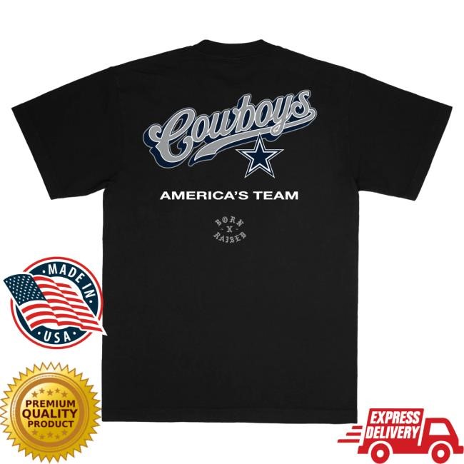 Official Born X Raised Shop Born X Raised + Cowboys Pro Script Shirt: Black NFL 2025 Kickoff