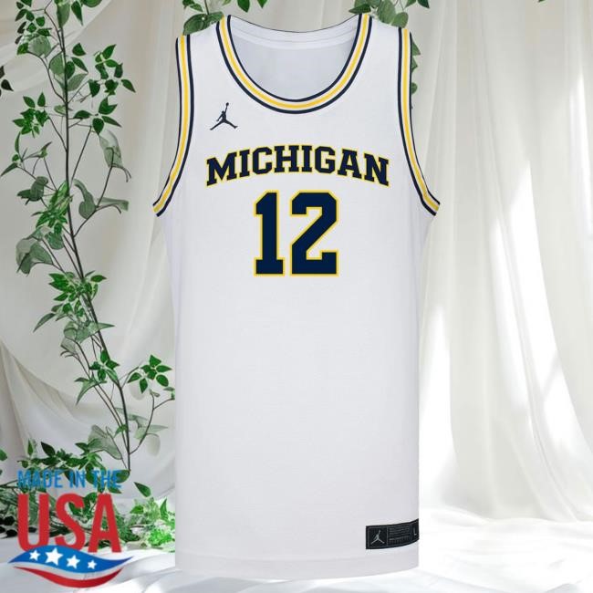 Michigan Wolverines #12 Charlie May Student Athlete White Basketball Jersey Tshirt | The M Den Official Merch Store Shop Michigan Wolverines #12 Charlie May Student Athlete White Basketball Jersey Top Shirt | The M Den Official Merch Store Shop