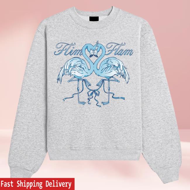 Official The Official Flim Flam Shop Merch Store – Flamingo Love Birds Attractive Hoodie Grey