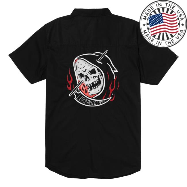 Lurking Class Clothing Certain Woven Button Up Work Popover Shirt Black LurkingClass Official Lurking Class Clothing Certain Woven Button Up Work Hot Shirt Black LurkingClass
