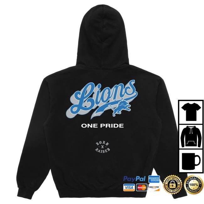 Unisex Detroit Lions Born x Raised Black Pro Script Shirts NFL Shop Store