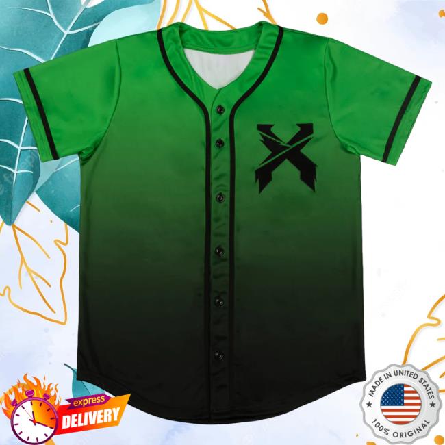 Official Excision Merch Headbanger Baseball Jersey Shirt New Green/Black Gradient