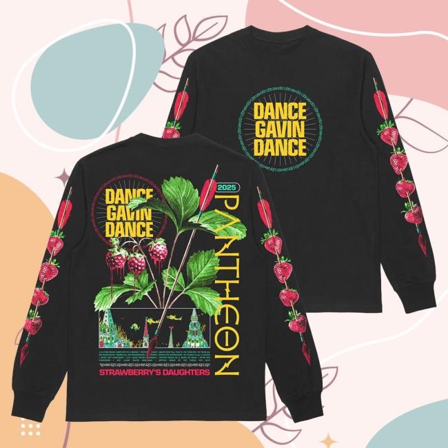 Official Dance Gavin Dance Merch Strawberry's Daughters Black Popover Hoodie Strawberry's Daughters Heavy Faded Black Long Sleeve Shirt Dance Gavin Dance Official Merch